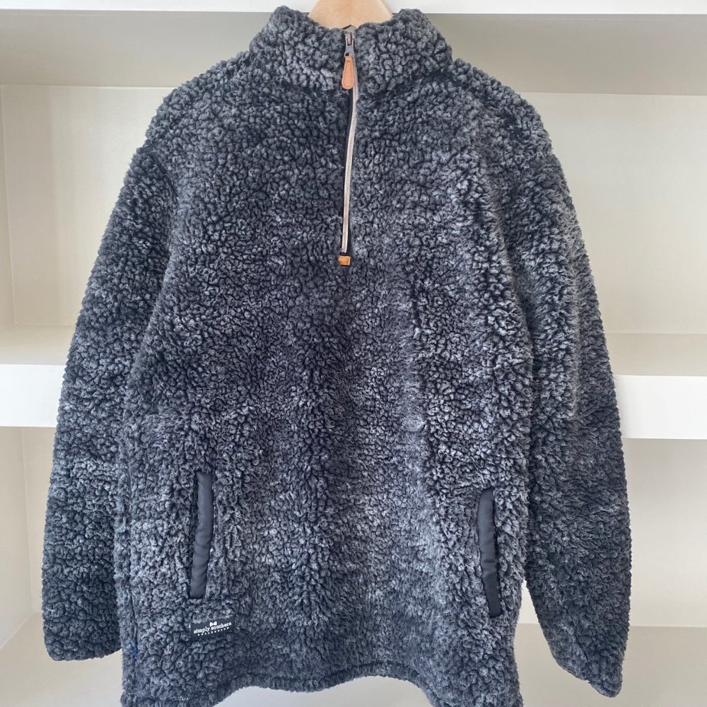 Women's Simply Southern 1/4 Zip Charcoal Grey Sherpa Fleece Size Large